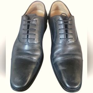 Desai Men's Classic Black Leather Handmade Dress Cap Toes Oxford Shoes Sz 42